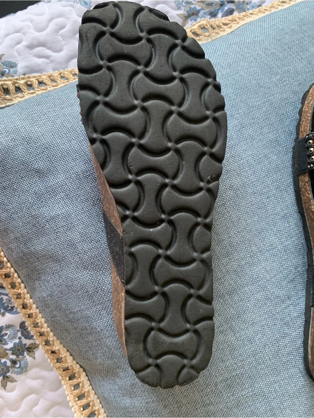 Italian Shoemakers Black Studded Cork Slide Sandals